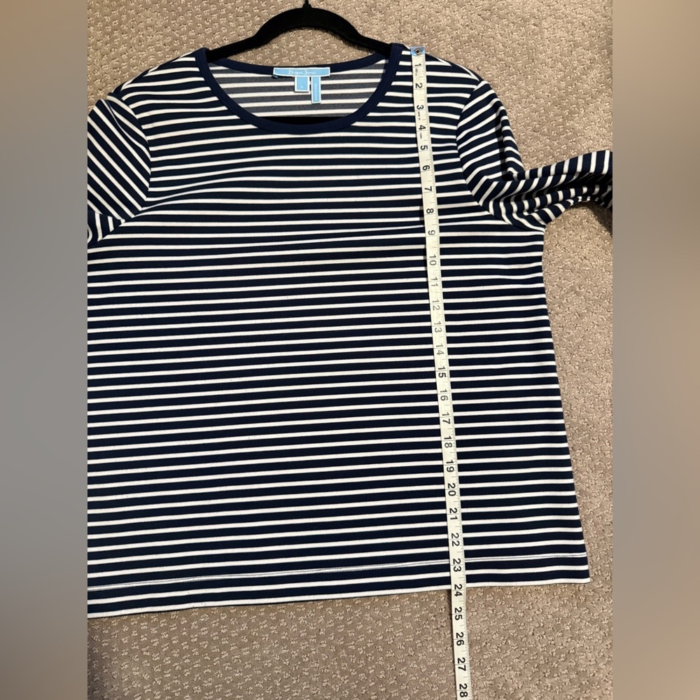 Draper James Navy and White Striped Long Sleeve Top - Picture 7 of 7